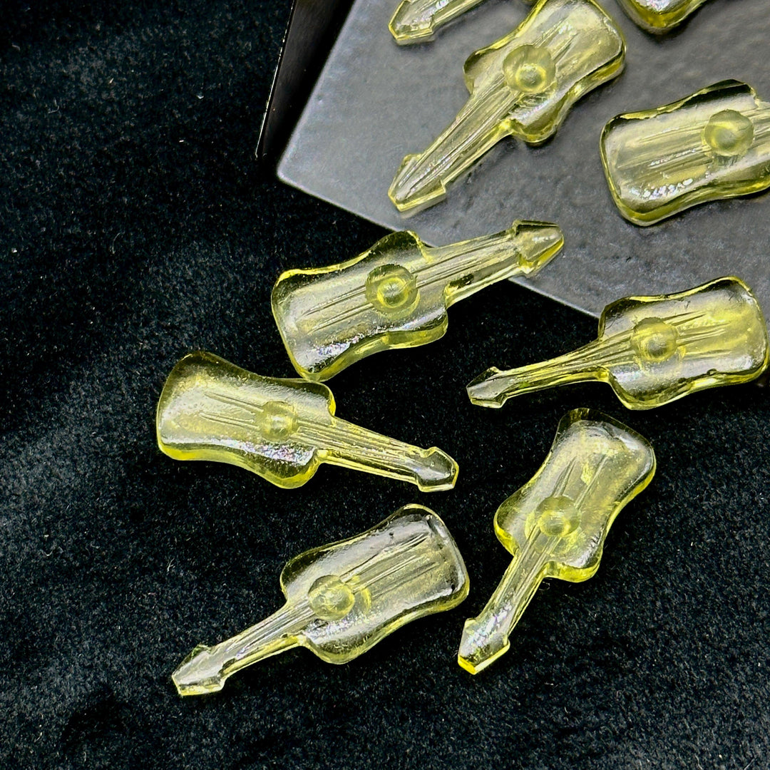 Natural Lemon Quartz Guitar Shape Beads, Tiny Lemon Guitar Shape Hand Carved Gemstone, 26 MM, Miniature Guitar Gemstone, Tiny Charms