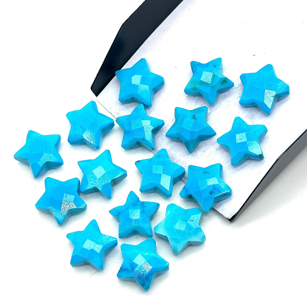AAA Blue Turquoise Star Shape Briolettes, Turquoise Faceted Star Beads, Wholesale Loose Beads for Jewelry, 12 MM, Hand Carved Star Charms