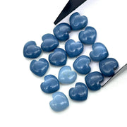 Blue Opal Heart Briolette Beads: Hand Carved Smooth Gemstone, 12mm