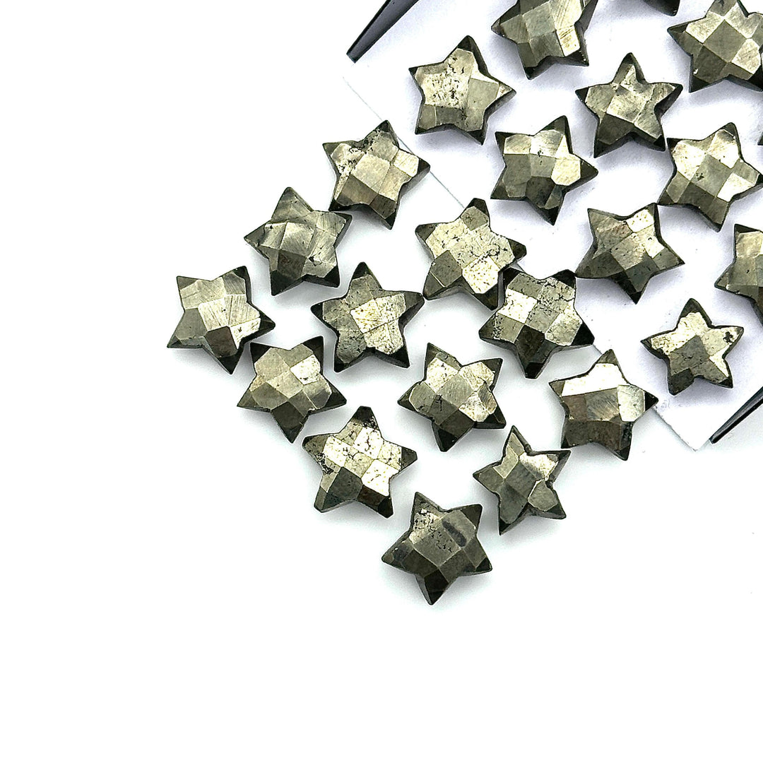 Natural Pyrite Faceted Star Shape Briolettes, Hand Carved Star Faceted Beads, Star Shape Gemstone for Jewelry Making, 10 MM Star Charms