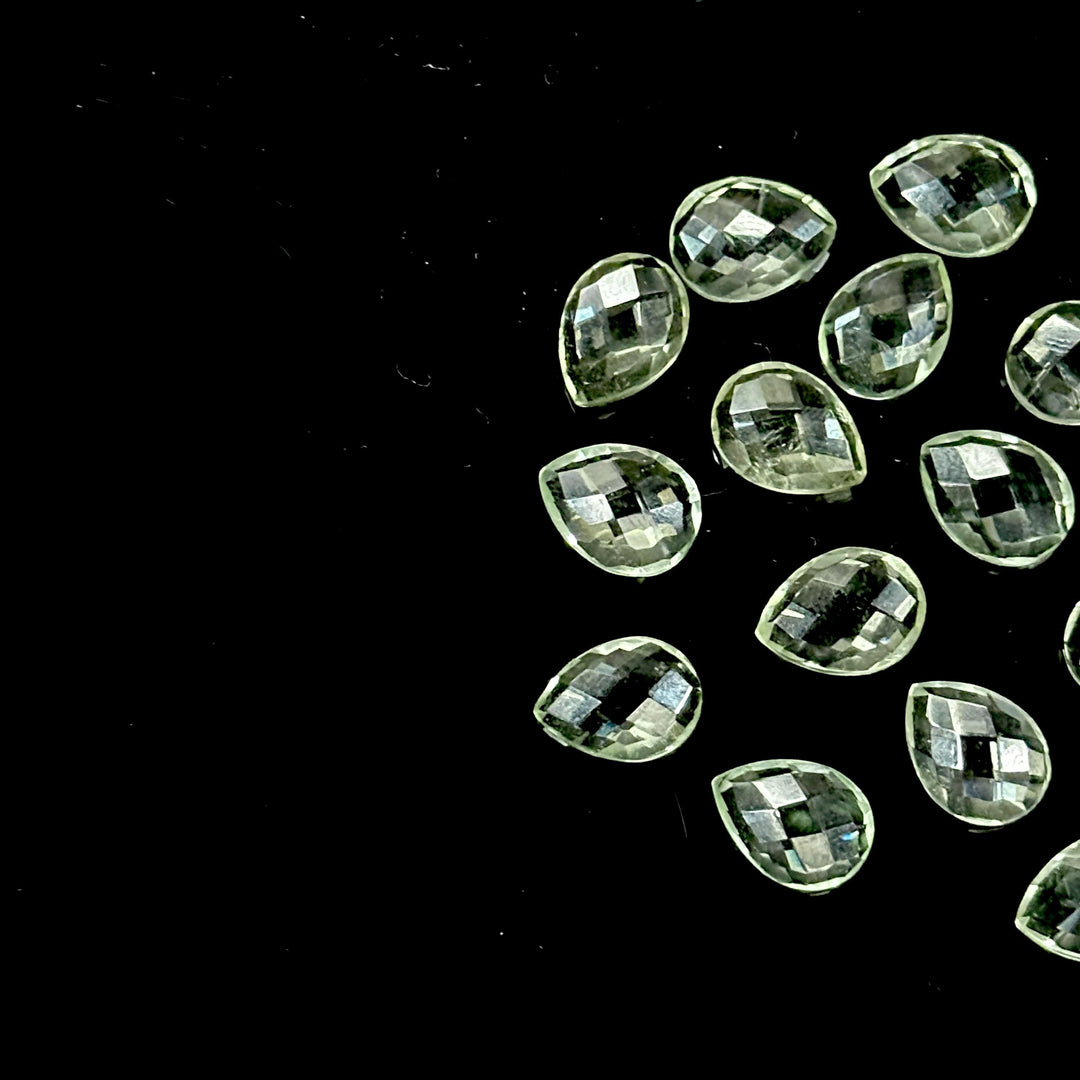 AAA+ Quality Green Amethyst Faceted Pear Shape Beads, 9X12 MM Green Briolette's Beads, Matched Pairs, Jewelry Making Pear Shape Beads