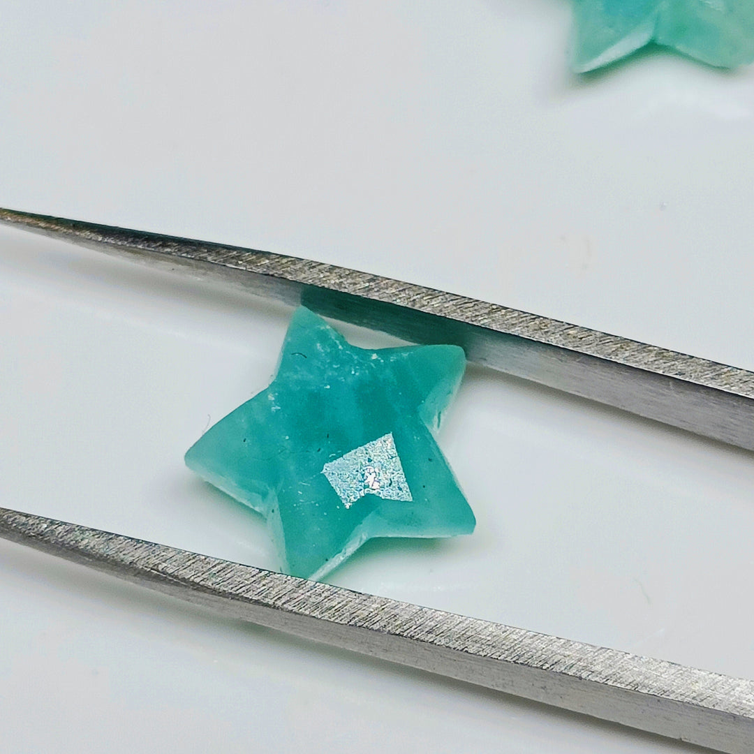 AAA Natural Amazonite Star Shape Briolettes, Amazonite Faceted Hand Carved Star Beads, Star Shape Gemstone, Loose Gemstone Star Beads, 10 MM