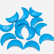 2,3,4,5 Pcs Amazing Blue Turquoise  Faceted Hand Carved Moon Shape Briolettes, Carved Moon Shape Gemstone For Jewellery, Briolettes 17 mm
