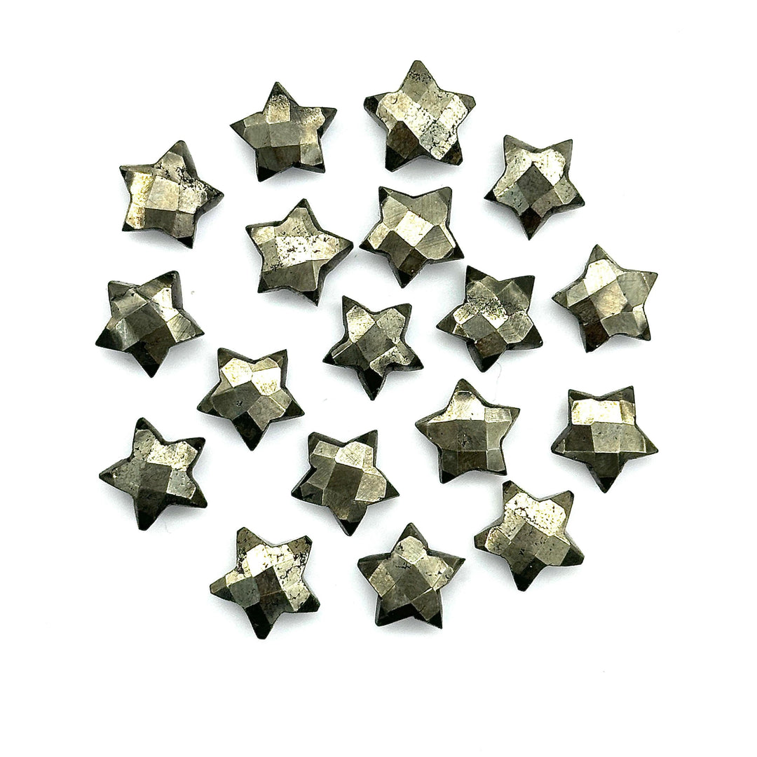 Natural Pyrite Faceted Star Shape Briolettes, Hand Carved Star Faceted Beads, Star Shape Gemstone for Jewelry Making, 10 MM Star Charms