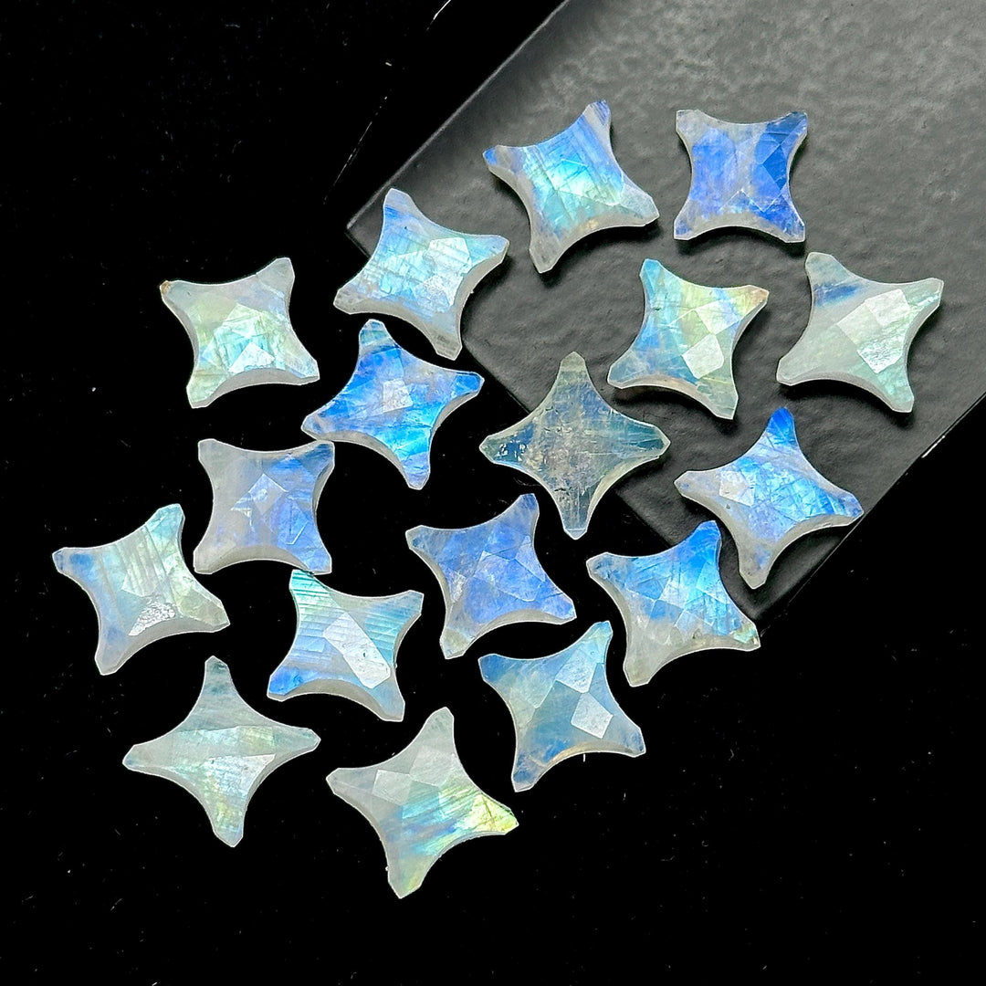Top Quality Rainbow Moonstone Ninja Star Shape Beads, Natural Rainbow Moonstone Star Gemstone Beads, 15 MM, Star Shape Briolettes, Crystals