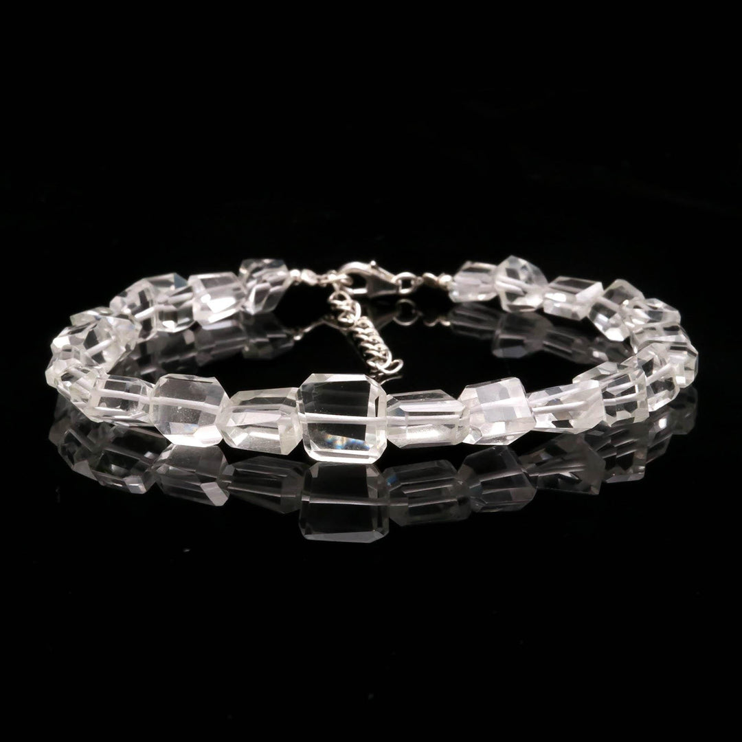 AAA Crystal Quartz Faceted Tumble Beads Bracelet, Crystal Quartz Nuggets Shape Beads Bracelet, Jewelry Gifts, Fancy Jewelry for Girls, 8 MM