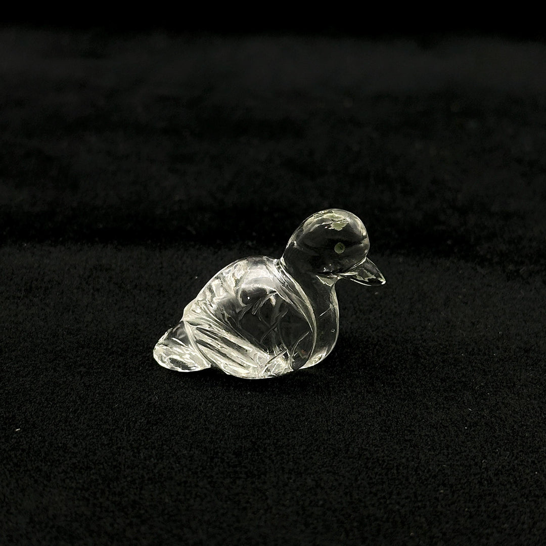 Crystal Quartz Duck Carving: Handmade Gemstone Bead (22x30mm)