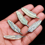 Load image into Gallery viewer, 1 Pc Hand Carved Mother of Pearl Feather Gemstone, Side Drilled, 42mm