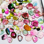 Load image into Gallery viewer, 2,3,4,5,6 small pcs  bio tourmaline rosecuts  Fancy Shape Rosecut, faceted cabochon, flat gemstone, jewelry making rosecut 4-9 mm
