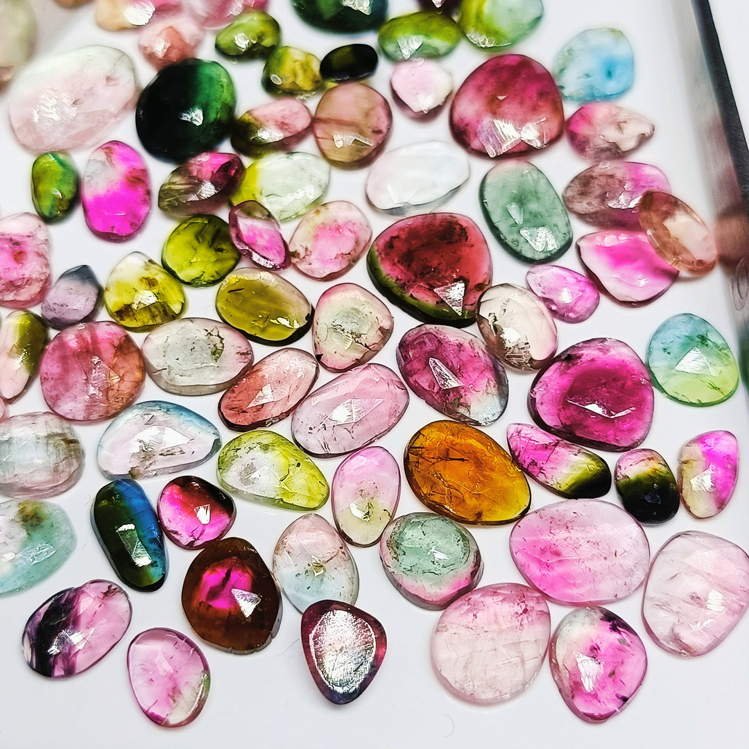 2,3,4,5,6 small pcs  bio tourmaline rosecuts  Fancy Shape Rosecut, faceted cabochon, flat gemstone, jewelry making rosecut 4-9 mm