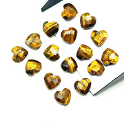 Natural Tiger Eye Heart Shape Faceted Briolette's, Heart Shape Tiger Eye Charm Beads For Jewelry Making, Hand Carved Loose Gemstones 8 MM,