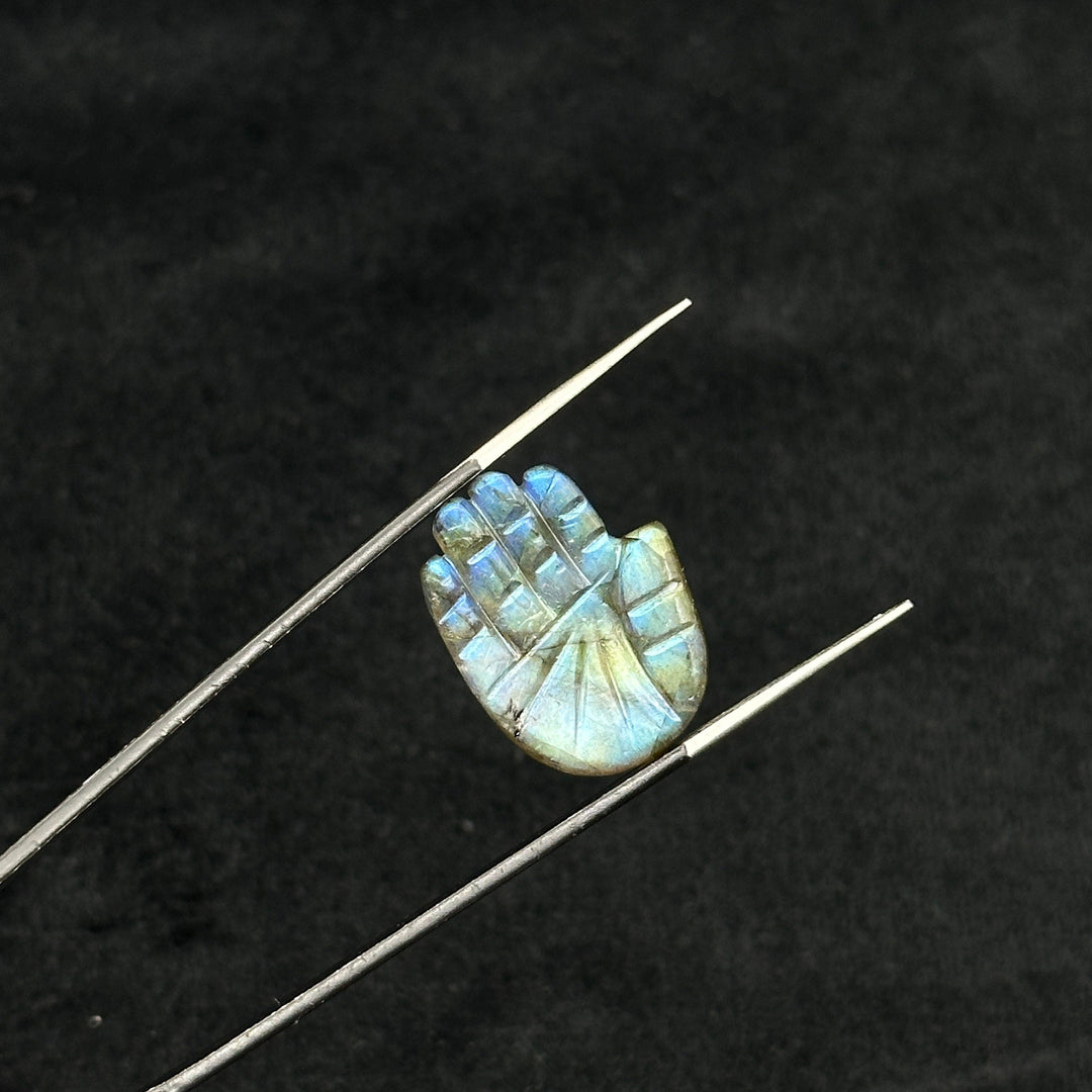 Natural Flashy Labradorite Hamsa Shape Carving Gemstones, 25 MM Palm Shape Gemstone, Healing Power Beads, Hand Carved Jewelry Making Charms