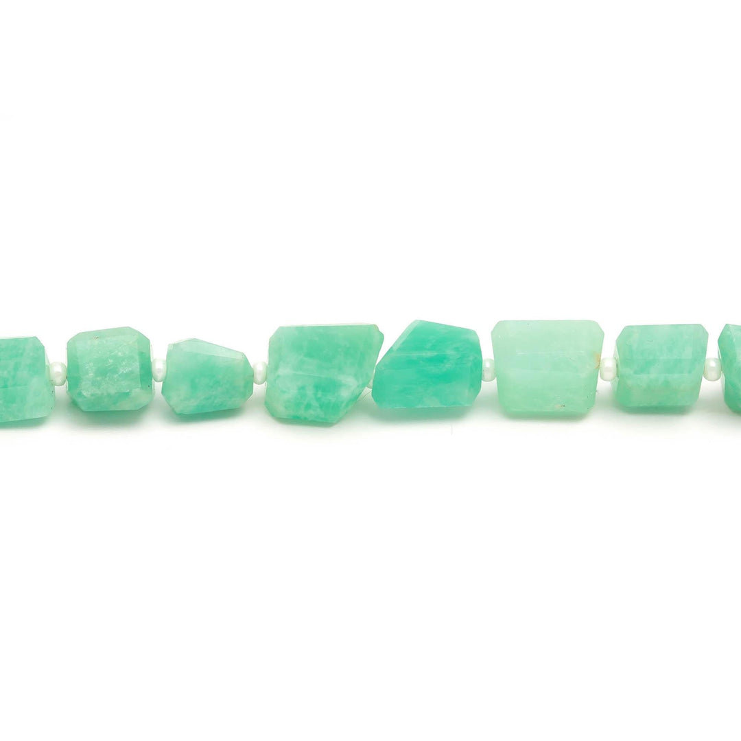 Natural Amazonite Nuggets Shape Beads, Green Amazonite Tumble Shape Gemstone Beads, 6X8-7-9MM, 8" Faceted Jewelry Making Loose Beads