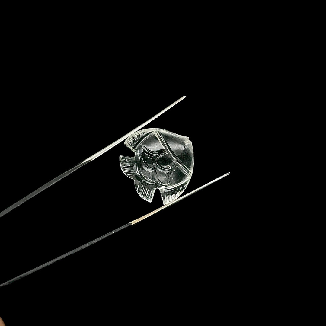 Natural Crystal Fish Shape Stone, Clear Crystal Fish Hand Carved Beads, Marine Fishes, Gemstone Fishes 16X17 MM, Carved Fish Pendant