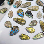 Load image into Gallery viewer, 2,3,4,5,6 Pcs 100% Natural AAA Quality Labradorite Leaf Carved Gemstone, Labradorite Gemstone, Carved Gemstone 8X5- 11X6 mm