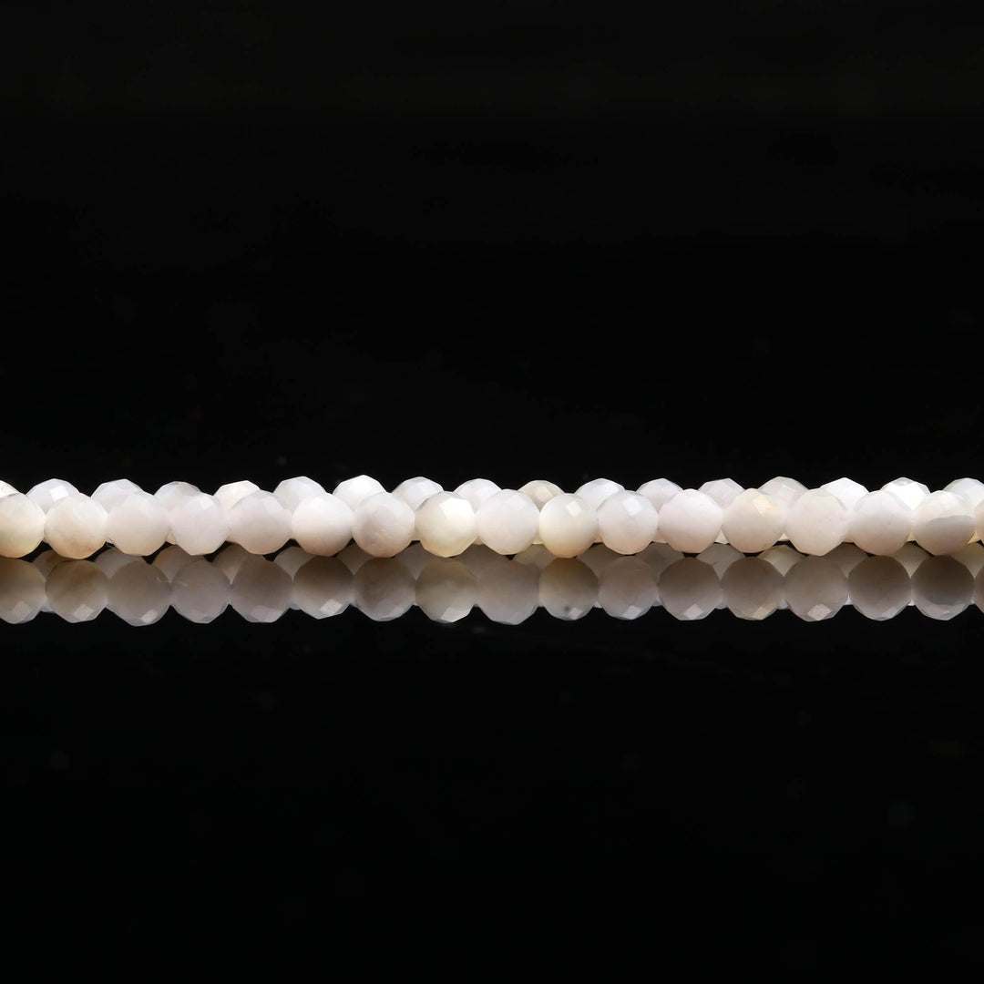 Mother Of Pearl Round Beads, Natural MOP Micro Faceted Round Beads, 3 MM Beads for Jewelry, 13 Inches, Wholesale Beads Necklace Making