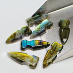 Load image into Gallery viewer, 2,3,4,5,6 100% Natural labradorite Bullet Shape Carving, Hand carved Bullet shape Gemstone, carved Gemstone jewelry Making,26X10 mm.