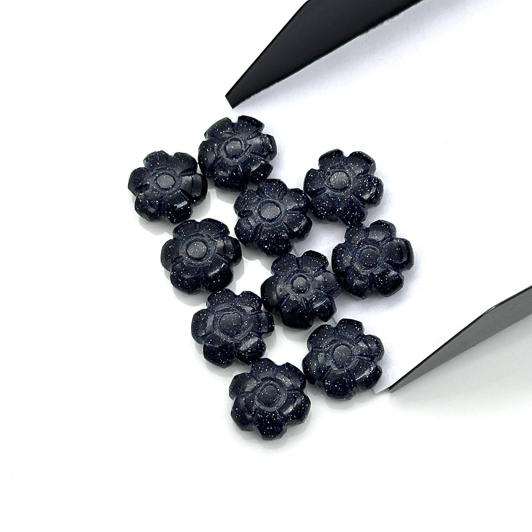 AAA Black Sunstone Flower Shape Beads, Sunstone Flower Shape Carving, Jewelry Making Loose Gemstone Charms, 12 MM, Carved Crystals