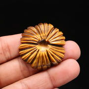 Natural Tiger's Eye Flower Shape Carving, Tiger Eye's Flower Shape Gemstones, 35 MM Reiki Healing Crystal Gifts