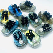 1 Pair, 100% Natural Labradorite Slipper Shape Gemstone, Carved Gemstone, Loose Gemstone, Slipper Shape Gemstone, Carved Slippers, 18X11 mm