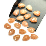 Load image into Gallery viewer, Peach Moonstone Leaf Shape Carving Beads, 9X13 MM Peach Moonstone Gemstone Briolette's, Leaves Shape Faceted Gemstone For Jewelry Making