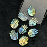 Load image into Gallery viewer, Natural Flashy Labradorite Hamsa Shape Carving Gemstones, 25 MM Palm Shape Gemstone, Healing Power Beads, Hand Carved Jewelry Making Charms