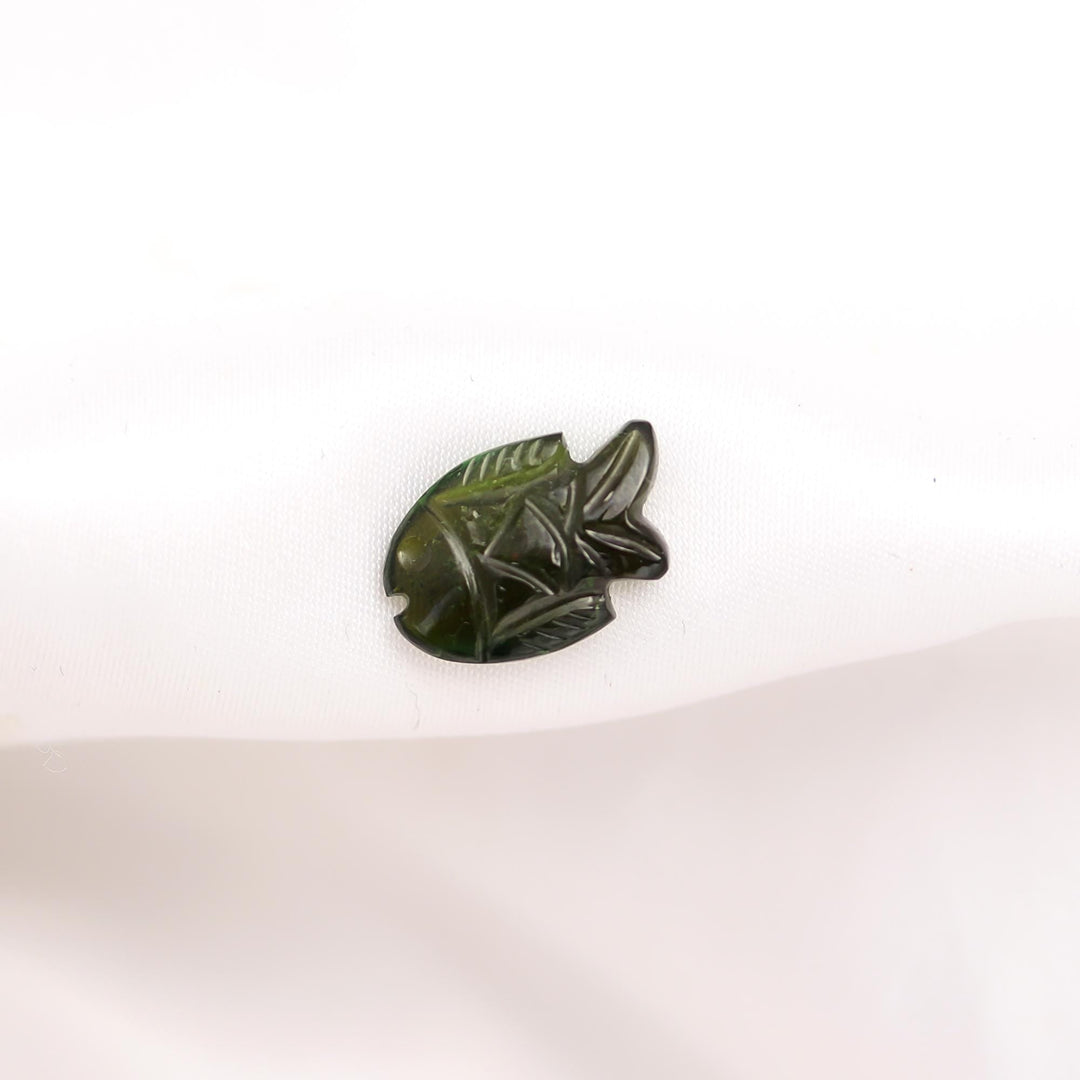 Natural Green Tourmaline Fish Shape Beads, AAA Tourmaline Carved Fish Shape Stone, 15 MM