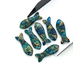 Load image into Gallery viewer, Carved Neon Copper Turquoise Fish Charm: 25mm Jewelry Briolette