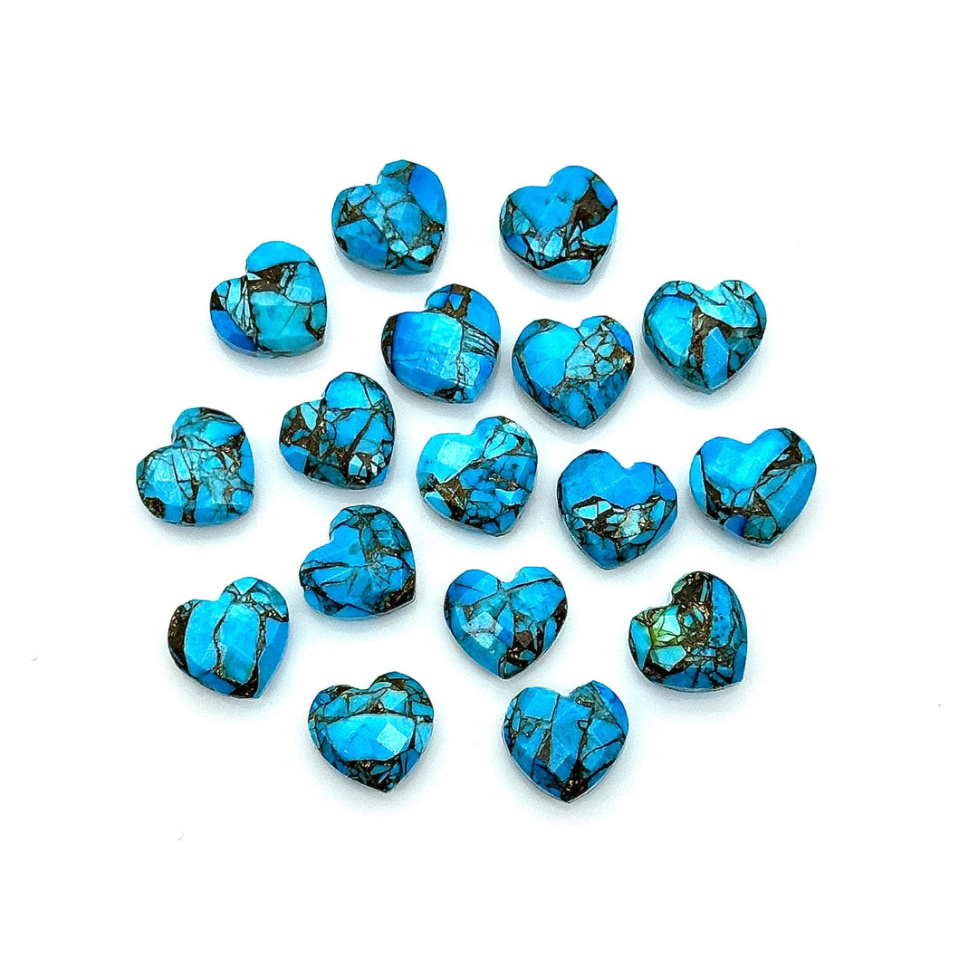 Tiny Copper Turquoise Heart Shape Beads, AAA Turquoise Faceted Heart Shape Briolette's, AAA Hand Carved Heart Charm, 8 MM, Heart Craft Beads