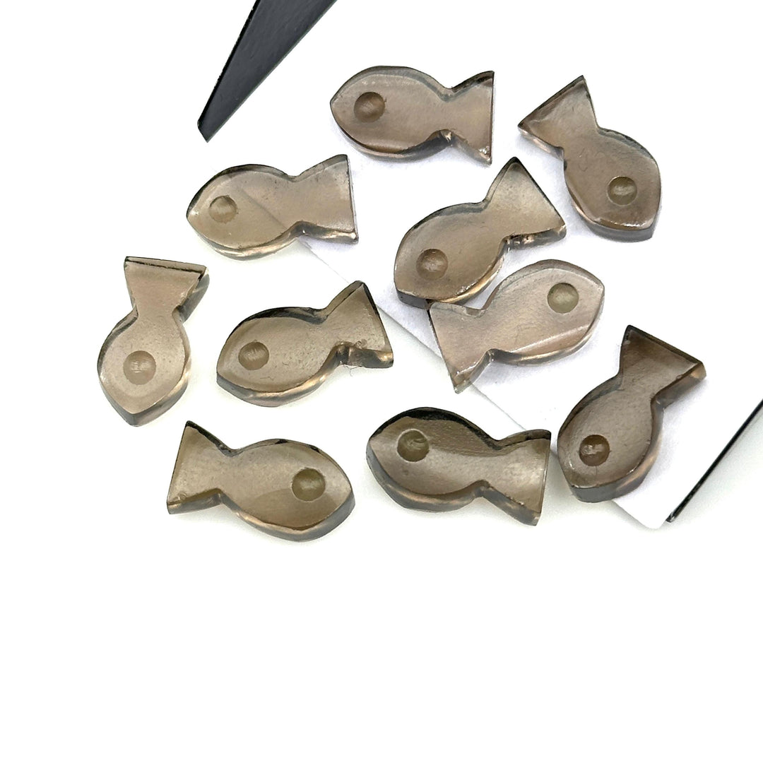 Natural Smokey Quartz Fish Charm Beads, Fancy Fish Shape Carved Gemstone, 7X14 MM, Jewelry Making Diy Beads, Wholesale Fish Charms Beads