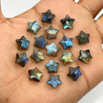 Load image into Gallery viewer, Flashy Labradorite Star Beads: Carved Gemstone Charms (10mm)
