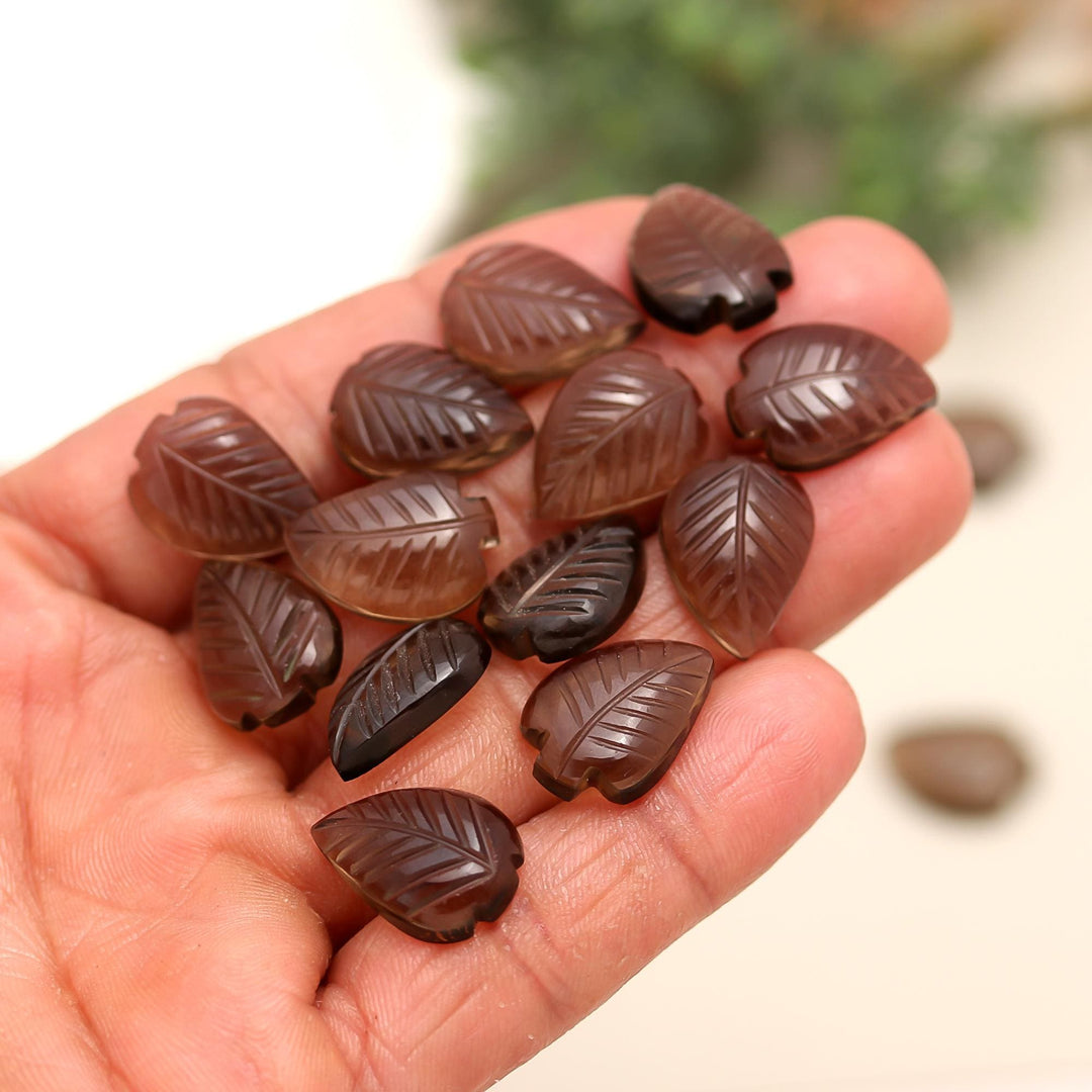 Smokey Quartz Leaf Shape Beads, Natural Smokey Quartz Leaf Shape Briolettes, Gemstone Leaves Beads, 17 MM Loose Leaf Charms for Jewelry