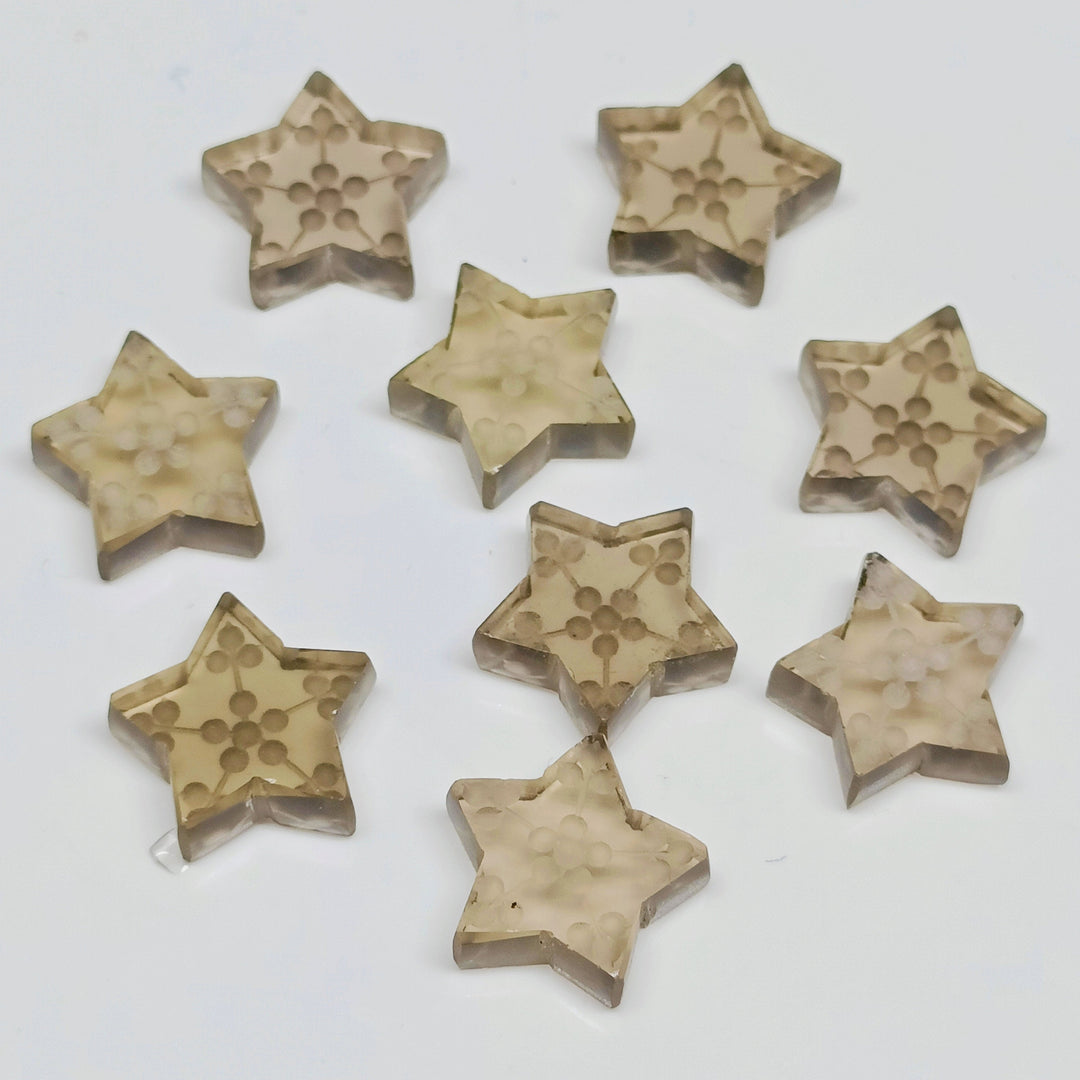 Intaglio Carved Smokey Quartz Star Shape Beads, Loose Hand Carved Star Shape Gemstone, Incarving Smokey Stars, Unique Star Carving, 13 MM