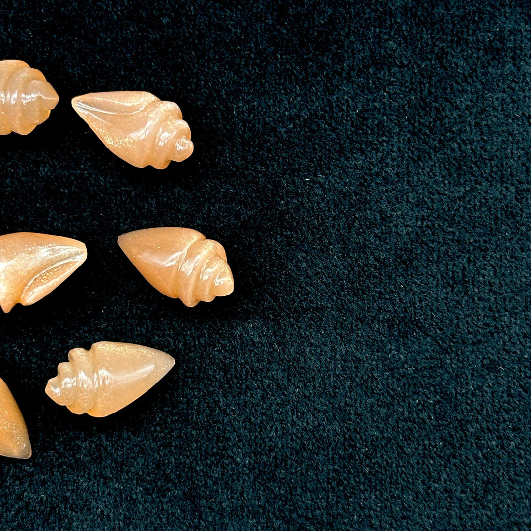Natural Peach Moonstone Conch/Snail Shell Shape Carving, Moonstone Hand Carved Shell Shape Gemstone Beads, 18X10 MM Moonstone Loose Shell