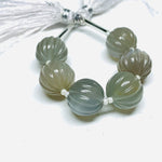Load image into Gallery viewer, 1,2,3,4,5 pcs 100% Natural Grey Moonstone Carved Melon Shape Beads Strand, Melon Shape Gemstone, Gemstone For Jewellery, 12 mm