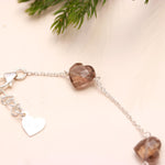 Load image into Gallery viewer, Natural Smokey Quartz Heart Shape Beads Bracelet, Brown Quartz Heart Beads Bracelet, Girl's Gift Chain Bracelet, 925 Silver Gift for Her