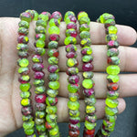 Load image into Gallery viewer, Faceted Neon Copper Turquoise Rondelle Beads: Green &amp; Pink, 8-10mm, 4 Inch