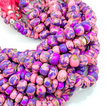 Load image into Gallery viewer, Purple Pink Copper Turquoise Beads, Copper Tuquoise Smooth Rondelle Beads, 8-10 mm, 4 Inch Line, Wholesale Beads, Jewelry Making Beads