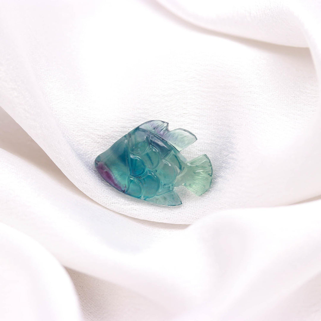 AAA Green Fluorite Fish Shape Stone, Natural Fluorite Sea Fish for Jewelry Making, Crystal Gifts 22 MM