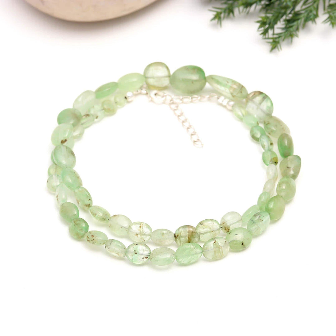 Green Emerald Oval Beads Necklace, Natural Emerald Beaded Necklace, Sterling Silver Gemstone Jewelry, Bridesmaid Necklace Gifts