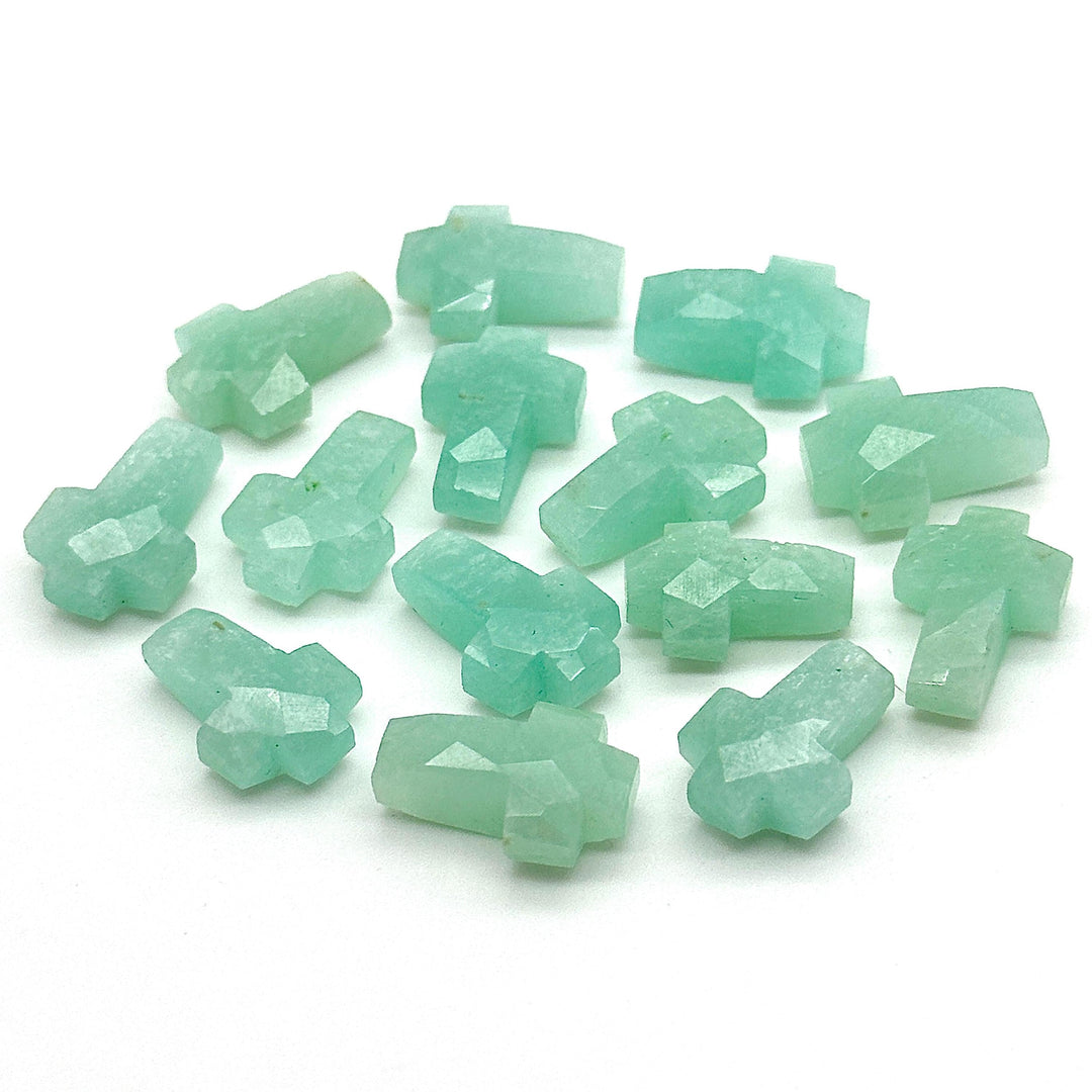 Natural Amazonite Cross Shape Briolettes, AAA Amazonite Gemstone Beads, Holy Cross Charm for Jewelry, 15 MM Jesus Lord Spiritual Beads