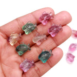 Load image into Gallery viewer, Cute Fluorite Shark Shape Stones, Multi Fluorite Hand Carved Shark Fish Shape Gemstone, Mini Straight Drill Shark Charms, 17 MM