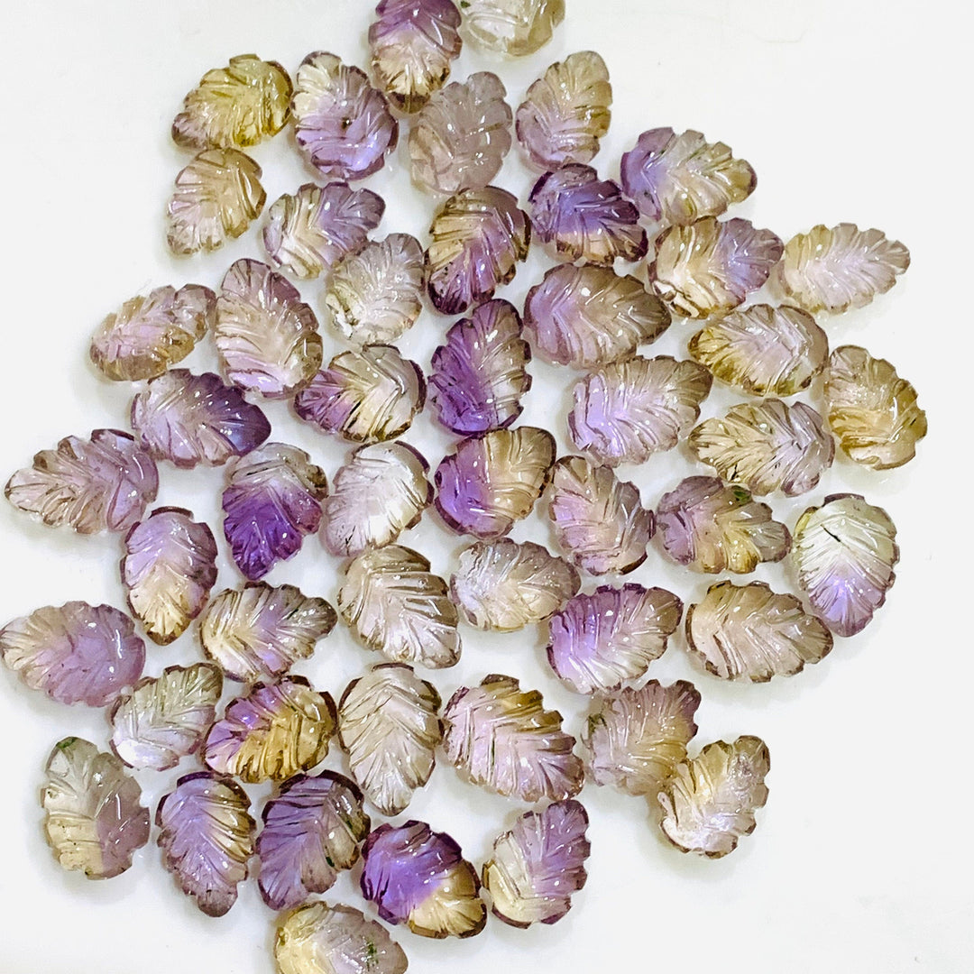 AAA Quality 100% Natural Ametrine Leaf Shape Briolettes Carving Gemstone, Leaf Shape Carved Gemstone, Gemstone For Jewellery 10-13 mm