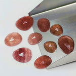 Load image into Gallery viewer, 2 pcs A-one Quality strawberry quartz Fancy Shape Rosecut, faceted rosecuts, freeform flat gemstone for jewelry 6X8 12X14  mm