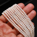 Load image into Gallery viewer, Natural White Smooth Round Pearls, Freshwater Plain Round Pearl Beads, High Luster Pearl for Necklace Making, 4-4.5 MM Pearls, 5 Inch Strand