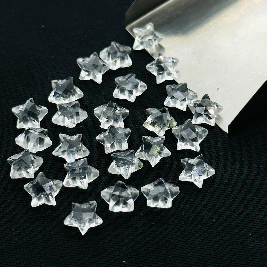 Cute Natural Crystal Quartz Stars Shape Briolettes, AAA Clear Crystal Faceted Star Shape Beads, Jewelry Making Loose Gemstones, 8 MM
