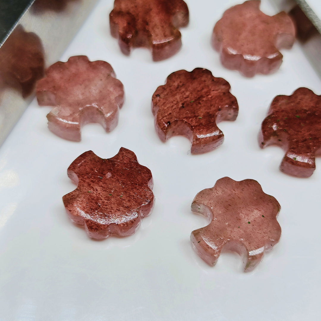 2,3,4,5,6 pcs 100% Natural Pink stawberry tree Shape Carved Gemstone, Loose Gemstone, fancy Shape Gemstone jewelry, Carved Gemstone 12X12mm.