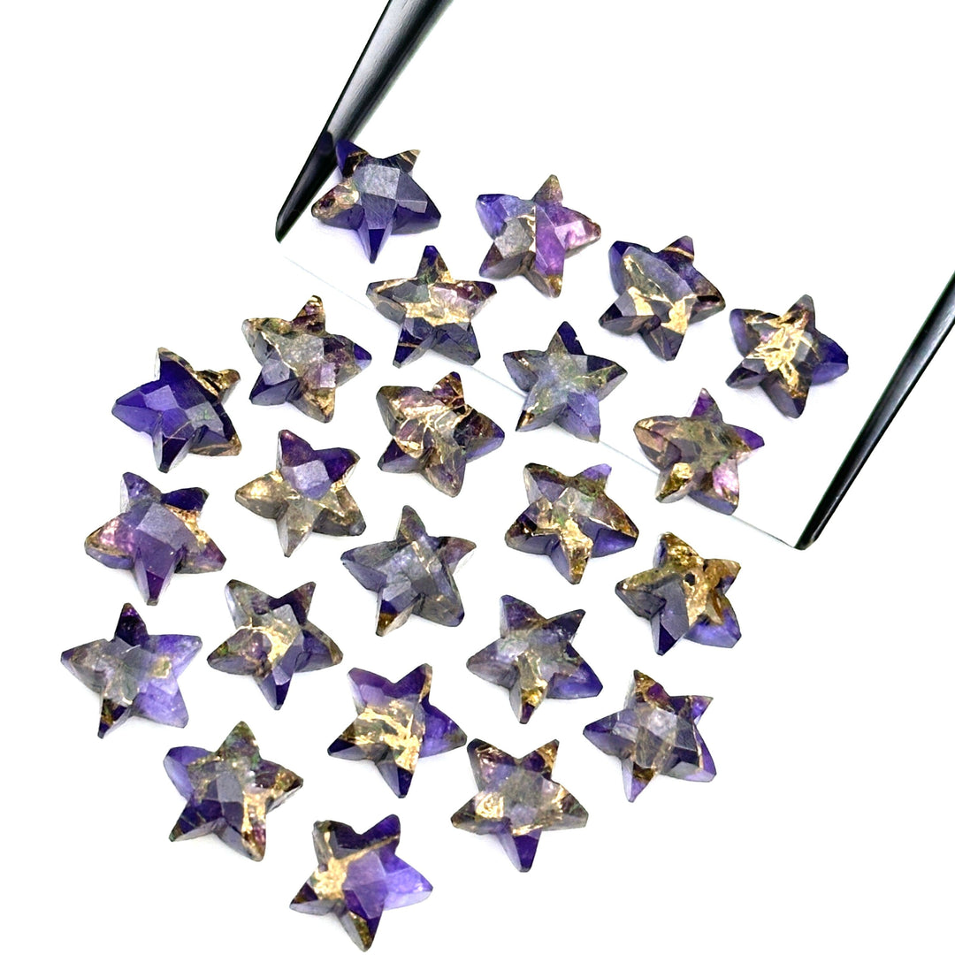 Rare Copper Amethyst Star Shape Beads, Purple Amethyst Faceted Star Beads, Gemstone Carvings Star Shape Briolette's, Star Charms 10 MM