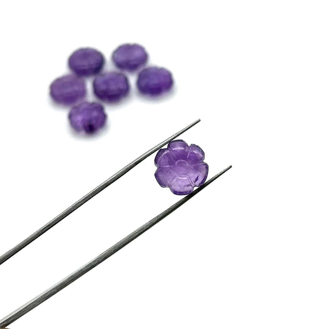 Natural Amethyst Flower Shape Beads, Purple Amethyst Flower Shape Carving, Jewelry Making Loose Gemstone Charms, 12 MM, Carved Crystals