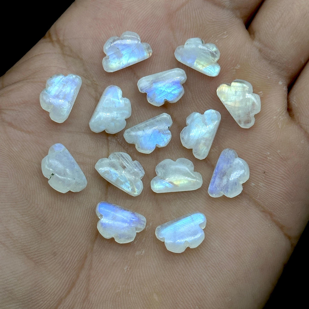 Flashy Rainbow Moonstone Clouds Shape Beads, Rainbow Smooth Cloud Beads, Carved Cloud Gemstone Charms, 12 MM, Loose Carved Briolettes